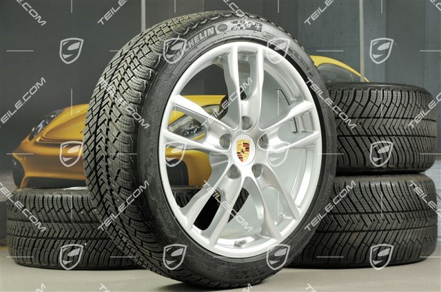 19" winter wheel set Boxster S, rims 8J x 19 ET57 + 9,5J x 19 ET45, tyres Michelin Pilot Alpin 4 235/40 R19 + 265/40 R19, with TPMS.