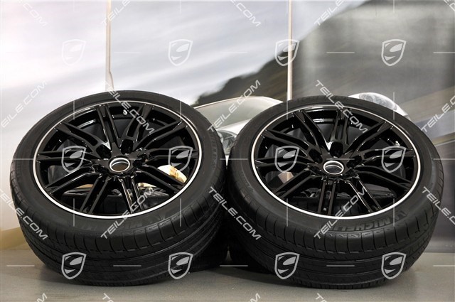 21" Sport Edition Sommerräder Satz, schwarz, Hochglanz, 4x Felgen 10J x 21 ET 50 + 4x Reifen 295/35 R 21 107Y XL, mit RDK