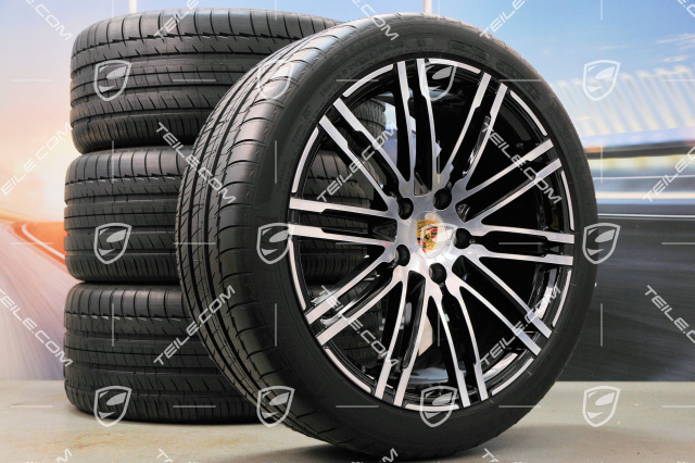 21" Turbo III Sommerräder Satz, Felgen 10J x 21 ET50 + Michelin Sommerreifen 295/35 R21, in SCHWARZ, mit RDK-Sensoren