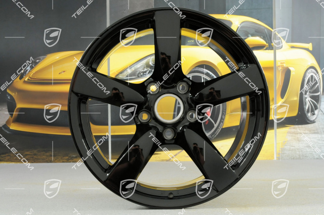 18-inch Cayman S wheel set, 8J x 18 x ET57 + 9J x 18 x ET43, black high gloss