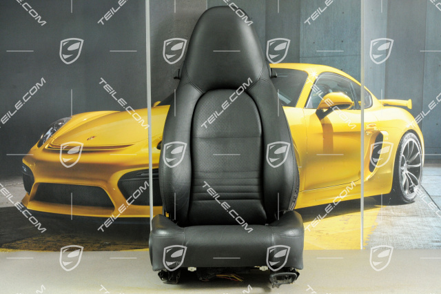 Seat, manual adjustable, leather/Leatherette, Black, damage, R