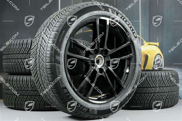 20-inch Cayenne Sport winter wheel set, rims 9J x 20 ET50 + 10,5J x 20 ET64 + NEW Michelin winter tyres 275/45 R20 + 305/40 R20, with TPMS, black high-gloss