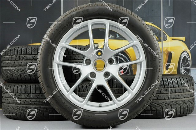 18-inch winter wheels set "Cayman", rims 8J x 18 ET57 + 9J x 18 ET47 + winter tyres Pirelli SottoZero2 N0 235/45 R18 + 265/45 R18, with TPM sensors