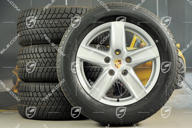 18-inch Cayenne S III winter wheel set, wheels 8 J x 18 ET 53 + NEW winter tyres Michelin 255/55 R 18 109V XL M+S, without TPMS