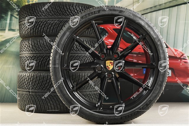 20/21-inch Carrera S winter wheel set, wheel rims 8,5J x 20 ET53 + 11J x 21 ET66 + NEW Michelin winter tyres 245/35 R20 + 295/30 R21, in black high gloss