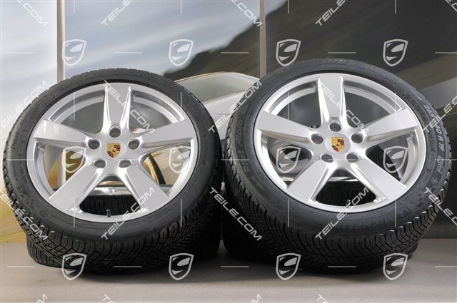 19" winter wheel set Cayman S, 8J x 19 ET57 + 9,5J x 19 ET45, tyres Michelin Pilot Alpin 4 235/40 R19 + 265/40 R19, with TPMS.
