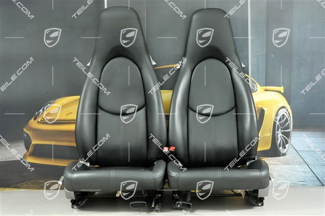 Seats, manual adjustable, heating, leather, black, set (L+R)