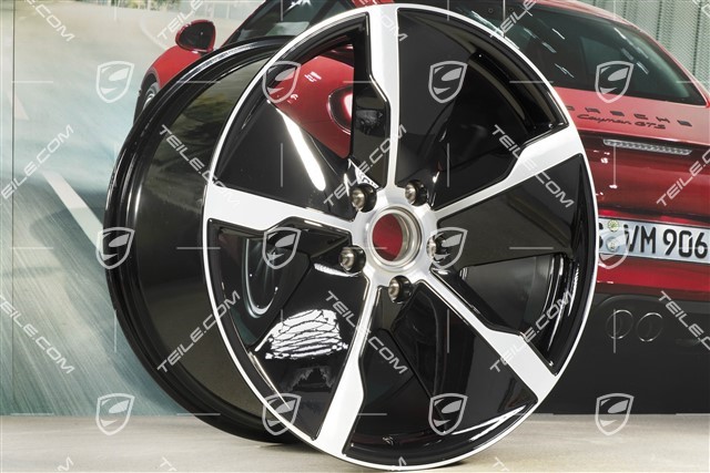 21-inch wheel rim Taycan Exclusive Design, 11,5J x 21 ET66, rear, black high gloss, R