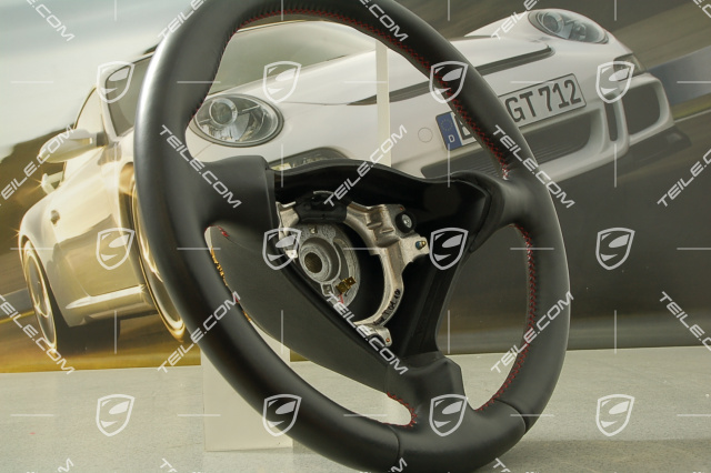 3-spoke steering wheel, GT3 RS, black leather, red thread. Top condition!