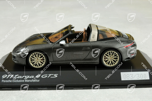 Car model Porsche 911 (991.2) targa 4 GTS, Exclusive Manufaktur, grey metallic, scale 1:43, Limited Edition/300 pcs.