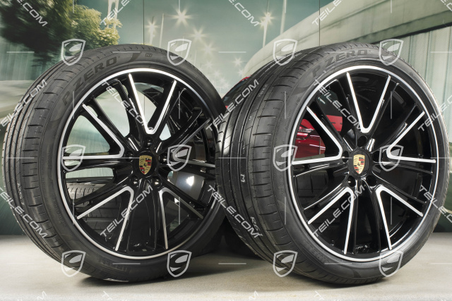 21" Koła letnie Exclusive Design, felgi 9,5J x 21 ET71 + 11,5J x 21 ET69 + opony letnie Pirelli 275/35 ZR21 + 315/30 ZR21, czarne, z czujnikami ciśnienia