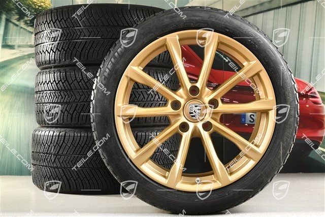 19-inch Boxster S winter wheels set, rims 8J x 19 ET57 + 10J x 19 ET45 + NEW Michelin Pilot Alpin 4 winter tires 235/40 R19 +265/40 R19, aurum satin matt