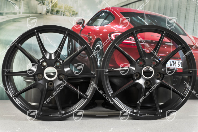 20" Komplet felg, Carrera S III, 8J x 20 ET57 + 9,5J x 20 ET45, czarny satynowy półmat