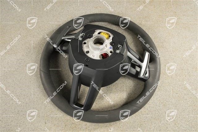 Steering wheel, multifunction, PDK, Sport Chrono Package Plus, Alcantara/Carbon,  black