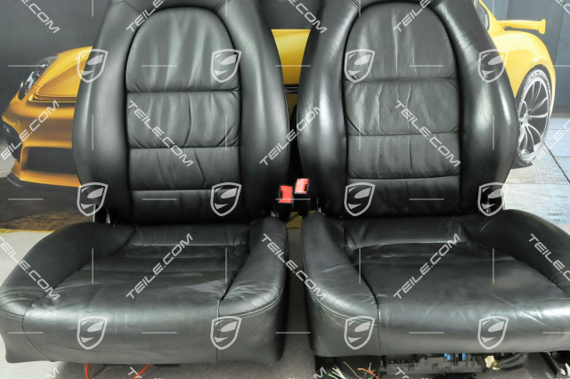 Seats, el adjustable, leather, Black, Draped, set (L+R)