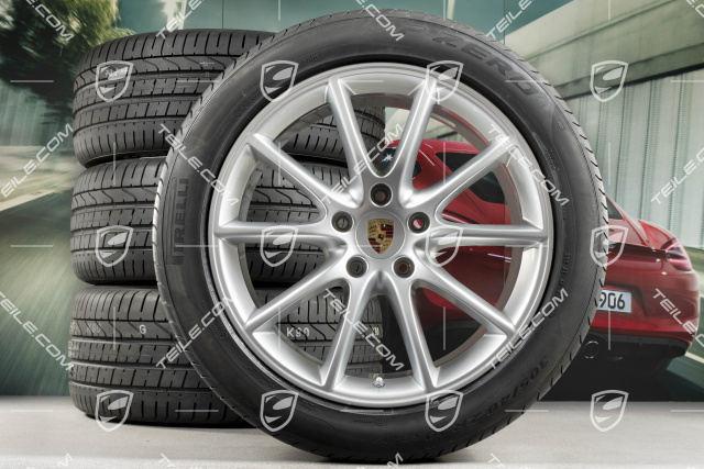 20-inch Cayenne Design summer wheel set, rims 9J x 20 ET50 + 10,5J x 20 ET64 + Pirelli summer tyres 275/45 R20 + 305/40 R20, with TPMS