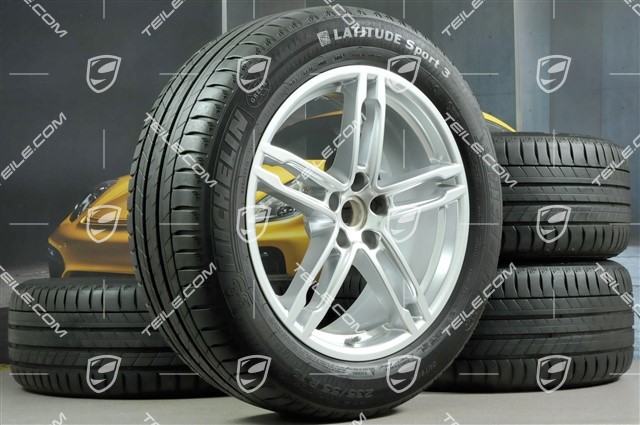 19-inch "Macan Turbo" summer wheels set, rims 8J x 19 ET21 + 9J x 19 ET21, summer tyres Michelin 235/55 R 19 + 255/50 R 19, with TPMS