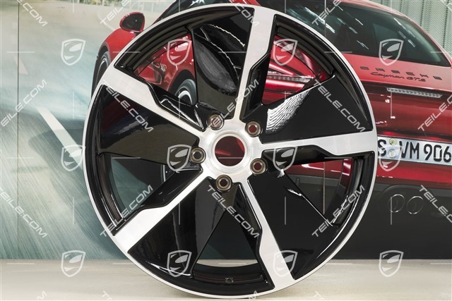 21-inch wheel rim Taycan Exclusive Design, 11,5J x 21 ET66, rear, black high gloss, L