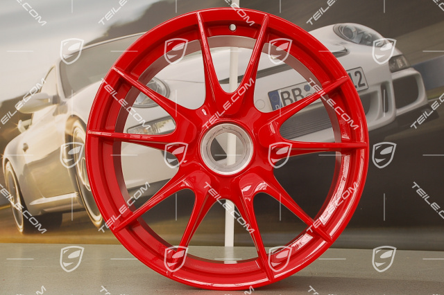 19-inch GT3 II RS 4.0 / GT2 RS wheel set, Guards Red, front 9J x 19 ET47+ rear 12J x 19 ET48