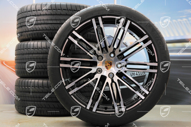 21" Turbo III Sommerräder Satz, Felgen 10J x 21 ET50 + Michelin Sommerreifen 295/35 R21, in SCHWARZ, mit RDK-Sensoren