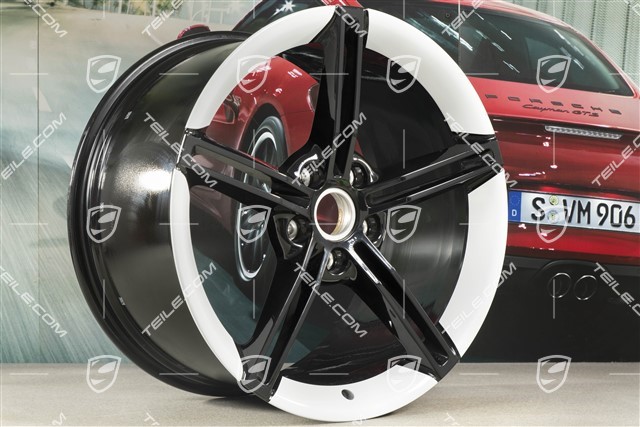 21-inch wheel rim Mission E Design, 11,5J x 21 ET66, black high gloss/Carrera white metallic