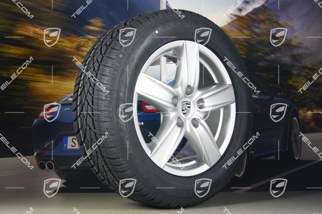 18-inch Cayenne S III winter wheel set, 4x wheels 8 J x 18 ET 53 + 4x Dunlop winter tyres 255/55 R 18 109V XL M+S, with TPMS