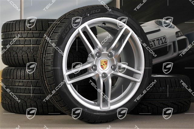 19" winter wheel set Carrera, wheels 8,5J x 19 ET54 + 11J x 19 ET48 + Pirelli winter tyres 235/40 R19 + 295/35 R19, without TPM.