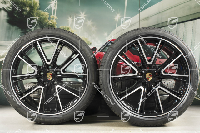 21" Koła letnie Exclusive Design, felgi 9,5J x 21 ET71 + 11,5J x 21 ET69 + opony letnie Pirelli 275/35 ZR21 + 315/30 ZR21, czarne, z czujnikami ciśnienia