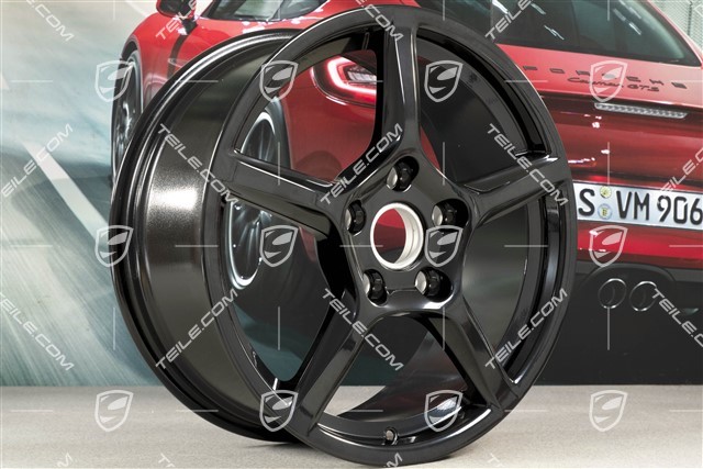 18-inch wheel rim set Boxster IV, 8J x 18 ET57 + 9,5J x 18 ET49, black high gloss