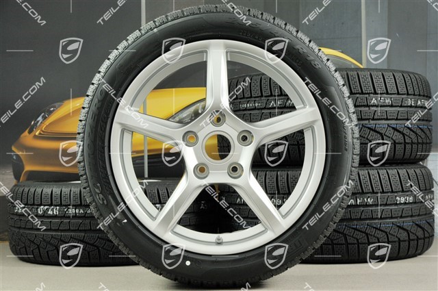 18" Boxster winter wheels set, rims 8J x 18 ET57 + 9,5J x 18 ET49, Pirelli Sottozero II winter tires 235/45 R18 + 265/45 R18