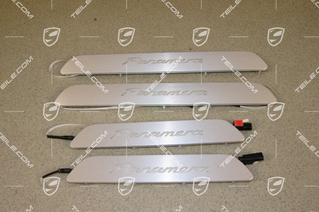 Scuff plate, with illumination, aluminium set