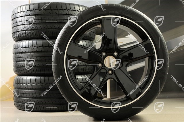 21" Sport Classic Sommerräder Satz, Felgen 10J x 21 ET50 + Sommerreifen 295/35 R21, lackiert in Schwarz (hochglanz), mit RDK-Sensoren