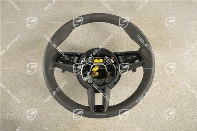 Steering wheel, multifunction, PDK, Sport Chrono Package Plus, Alcantara/Carbon,  black