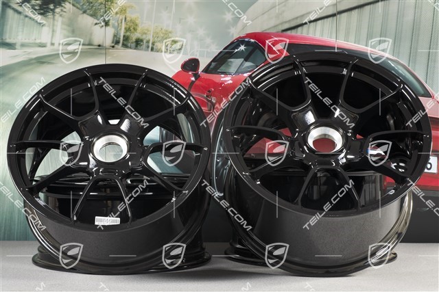 20" wheel rims set 911 Turbo S Exclusive Design, rims 11,5J x 20 ET56 + 9J x 20 ET51, black high-gloss