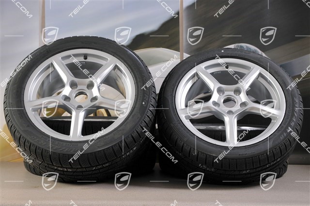 18" Boxster winter wheel set, 8J x 18 ET57 + 9J x 18 ET47 + winter tyres Pirelli Sottozero II 235/45 R18 + 265/45 R18, without TPMS.