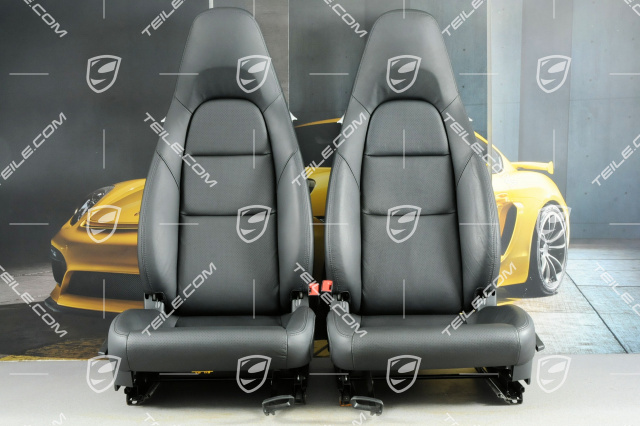 Seats, manual adjustment, heated, leatherette, black, set (L+R)