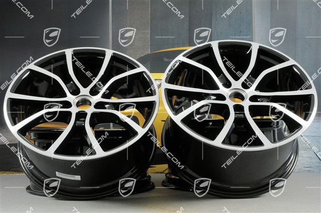 21-inch wheel rim set Cayenne ExclusiveDesign, 11J x 21 ET58 + 9,5J x 21 ET46, black high gloss