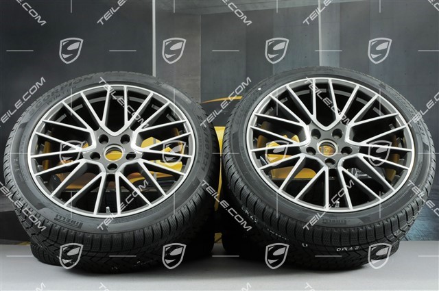 21" Cayenne RS Spyder Winterräder Satz, Felgen 9,5J x 21 ET46 + 11,0J x 21 ET58 + NEUE Pirelli Winterreifen 275/40 R21 + 305/35 R21, mit RDK-Sensoren
