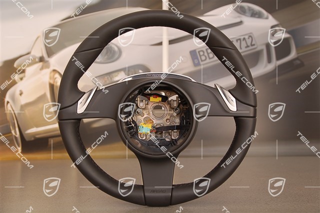 Steering wheel, smooth leather, Sport Chrono / Sport Chrono Plus Package, black