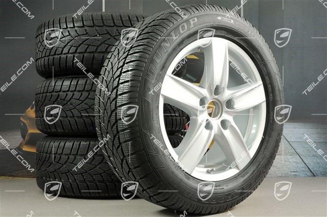 18-inch Cayenne S III winter wheel set, wheels 8 J x 18 ET 53 + NEW Dunlop winter tyres 255/55 R 18 109V XL M+S, with TPMS