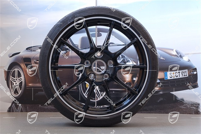 19" Boxster Spyder Sommerräder Satz, Sondermodell Black Ed., 10J x 19 ET42 + 8,5J x 19 ET55 + Michelin Reifen, ca. 1.500 Km