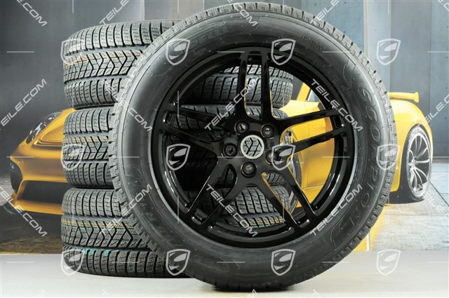 18-inch "Macan S" Winter wheel set, rims 8J x 18 ET21 + 9J x 18 ET21 + NEW winter tyres 235/60 ZR 18 + 255/55 ZR 18, with TPMS, black high gloss