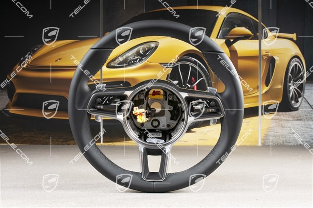 3-spoke steering wheel, multifunction, heated, black leather