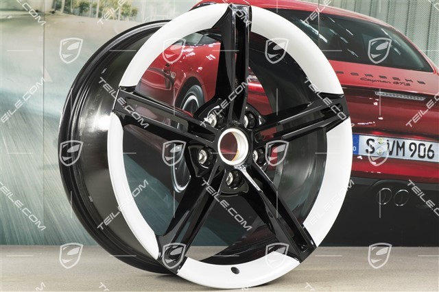 21-inch wheel rim Mission E Design, 9,5J x 21 ET60, black high gloss/Carrera white metallic