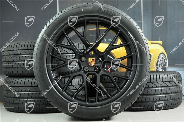 20-inch "RS Spyder Design" in black, summer wheels set, rims 9J x 20 ET26 + 10J x 20 ET19 + Pirelli summer tyres 265/45 R 20 + 295/40 R 20, with TPMS