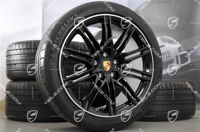 21-inch SportEdition summer wheel set, black, high gloss, 4 wheels 10J x 21 ET 50+4 tyres 295/35 R 21 107Y XL,with TPMS