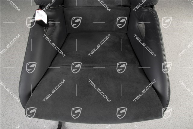 Sportowy fotel kubełkowy, składany, podgrzewany, napis GTS, czarna skóra/Alcantara, L
