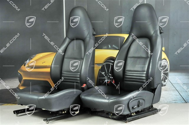 Seats, el adjustable, heating, leather, Metropole blue, set (L+R)