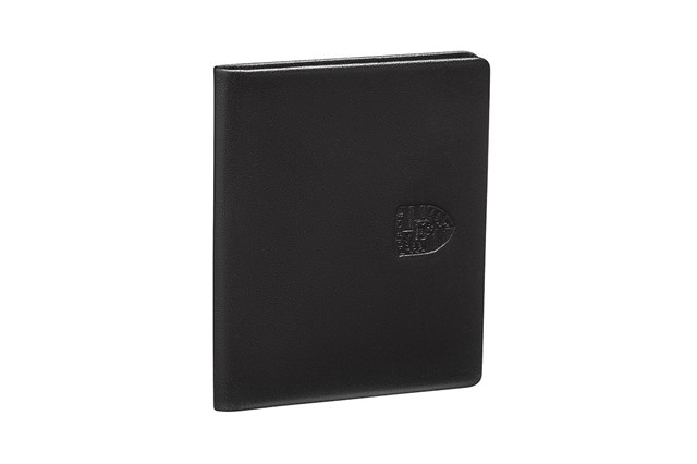 Kreditkartenhalter, schwarz, aus hochwertigem Rindsleder, mit geprägtem Porsche Wappen