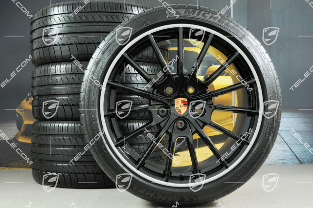 20" Panamera Sport Sommerräder Satz, Felgen 9,5J x 20 ET 65 + 11,5 J x 20 ET 63, Sommerreifen 255/40 ZR20 + 295/35 ZR20, in Schwarz, ohne RDK